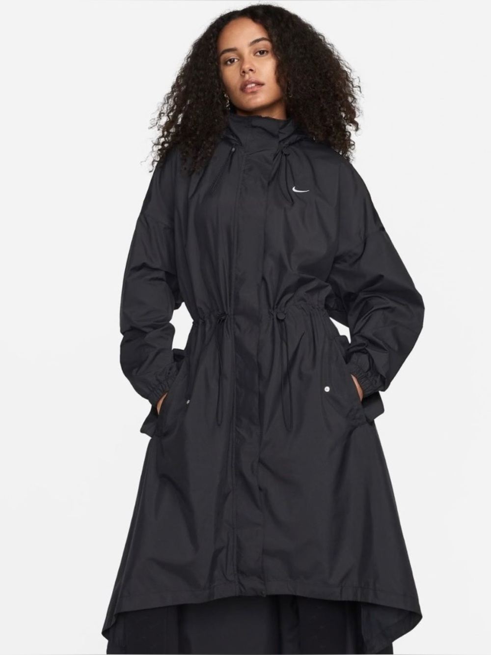 Nike Women's Black Hooded Trench Coat NWT